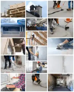 עבודות בגובה עם ציוד בטיחות וציוד מקצועי.