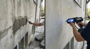 תיקון סדקים בקיר חיצוני באמצעות טכנולוגיה מתקדמת.